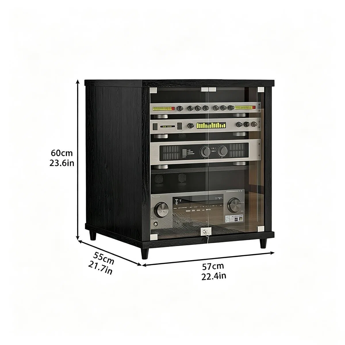 Meuble stéréo, Rack Audio avec Portes pour Rangement multimédia