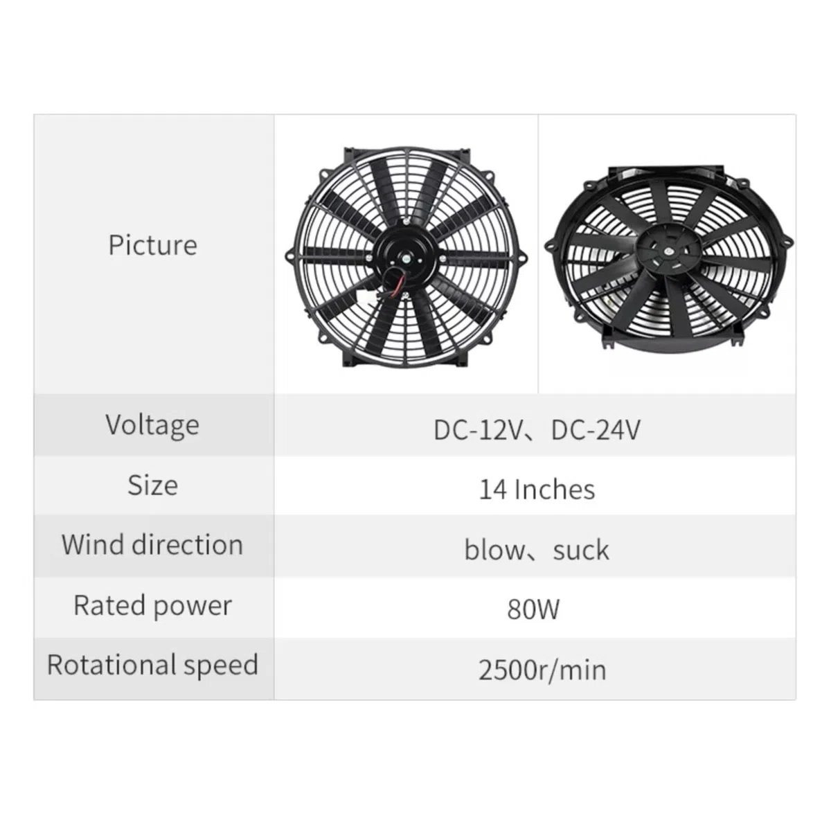 Voiture Ventilateur Radiateur 14 Pouces 12v 24v Universel Kits voiture