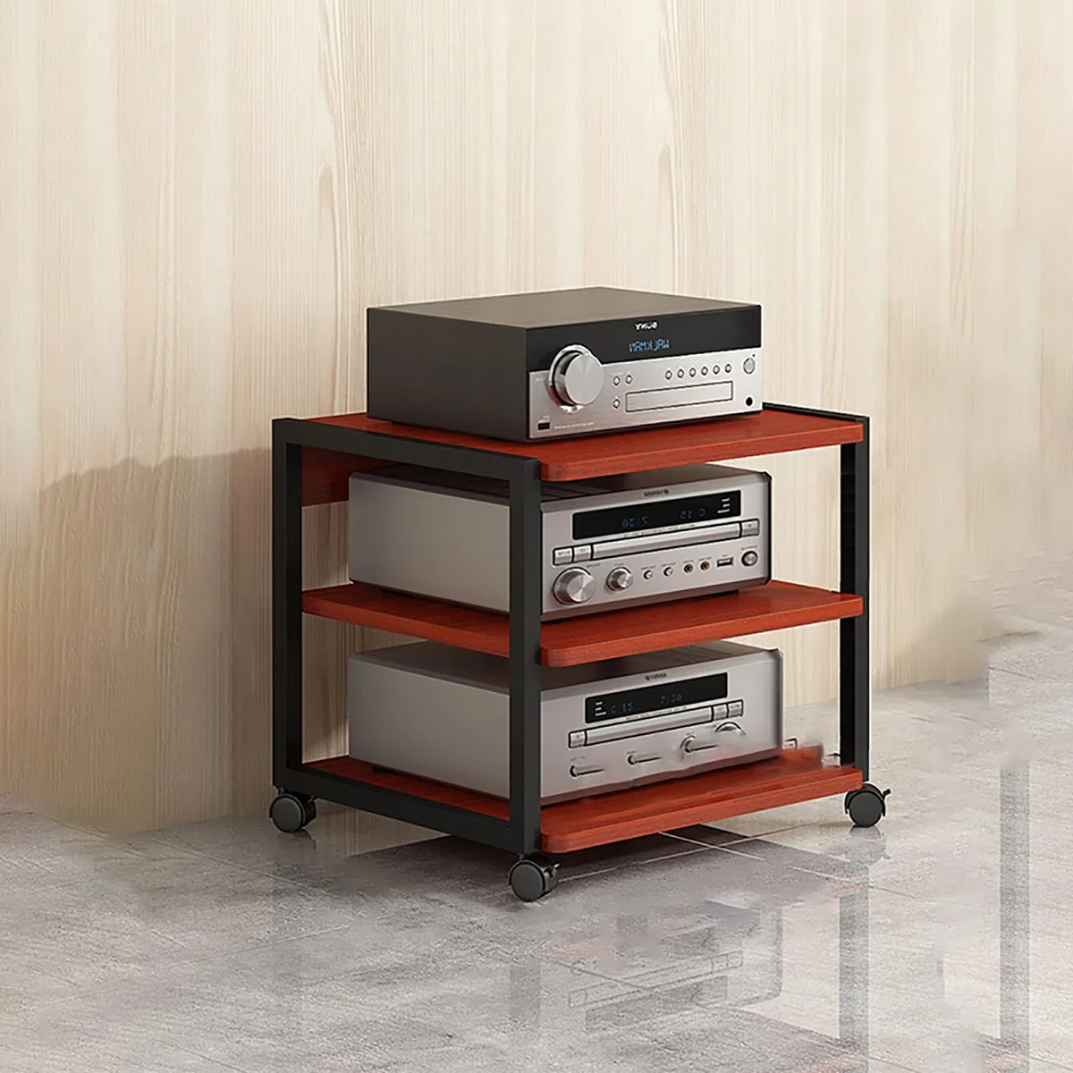Le AV Tour nd avec roues universelles – Rack multima Sto réglable pour salon, home cinéma et salle de jeux – Noyer h, 50 x 40 x 48,5 cm