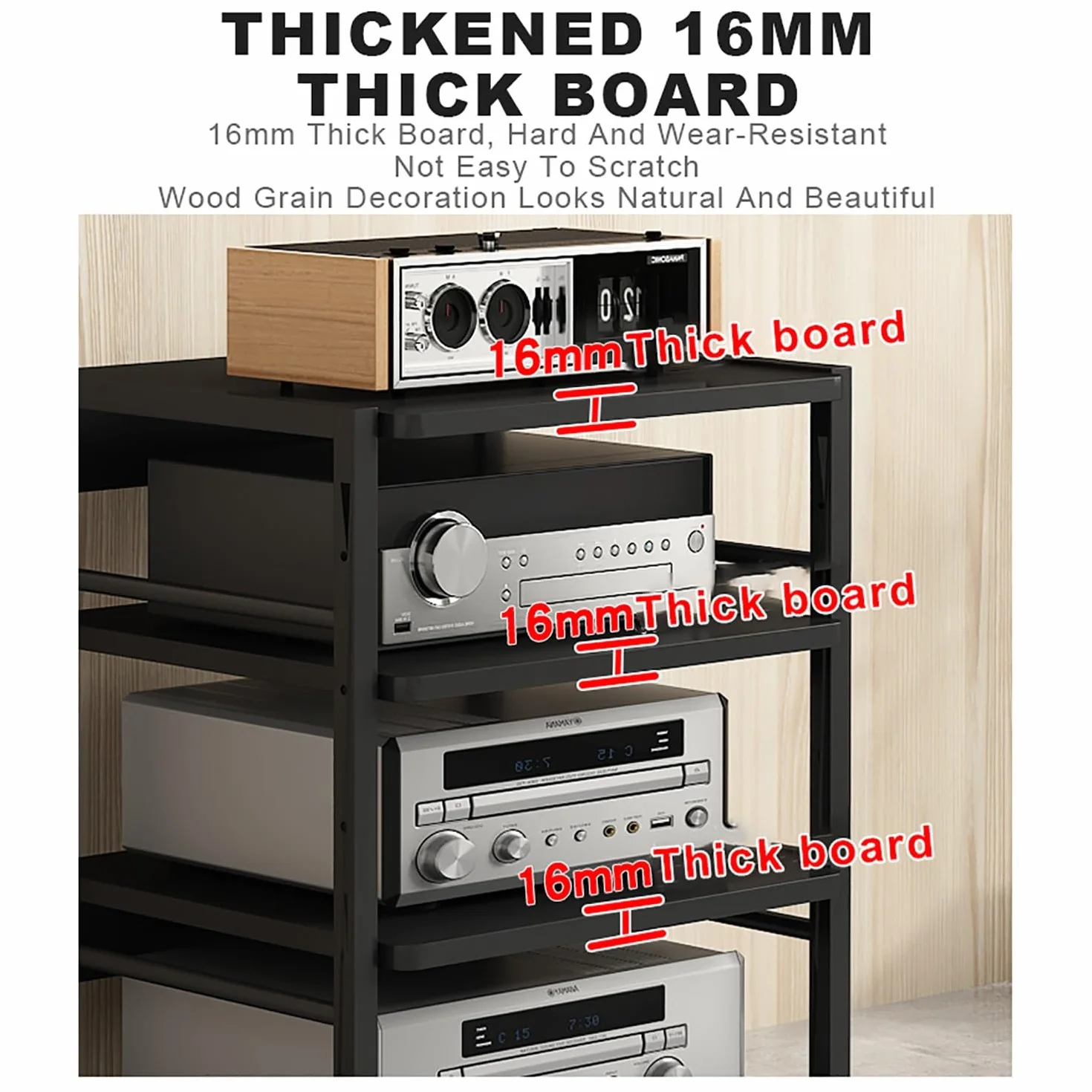 Le AV Tour nd avec roues universelles – Rack multima Sto réglable pour salon, home cinéma et salle de jeux – Noyer h, 50 x 40 x 48,5 cm
