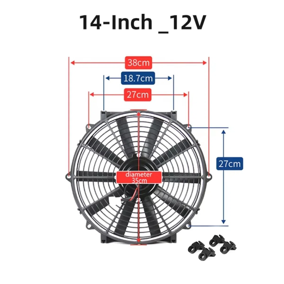 Voiture Ventilateur Radiateur 14 Pouces 12v 24v Universel Kits voiture