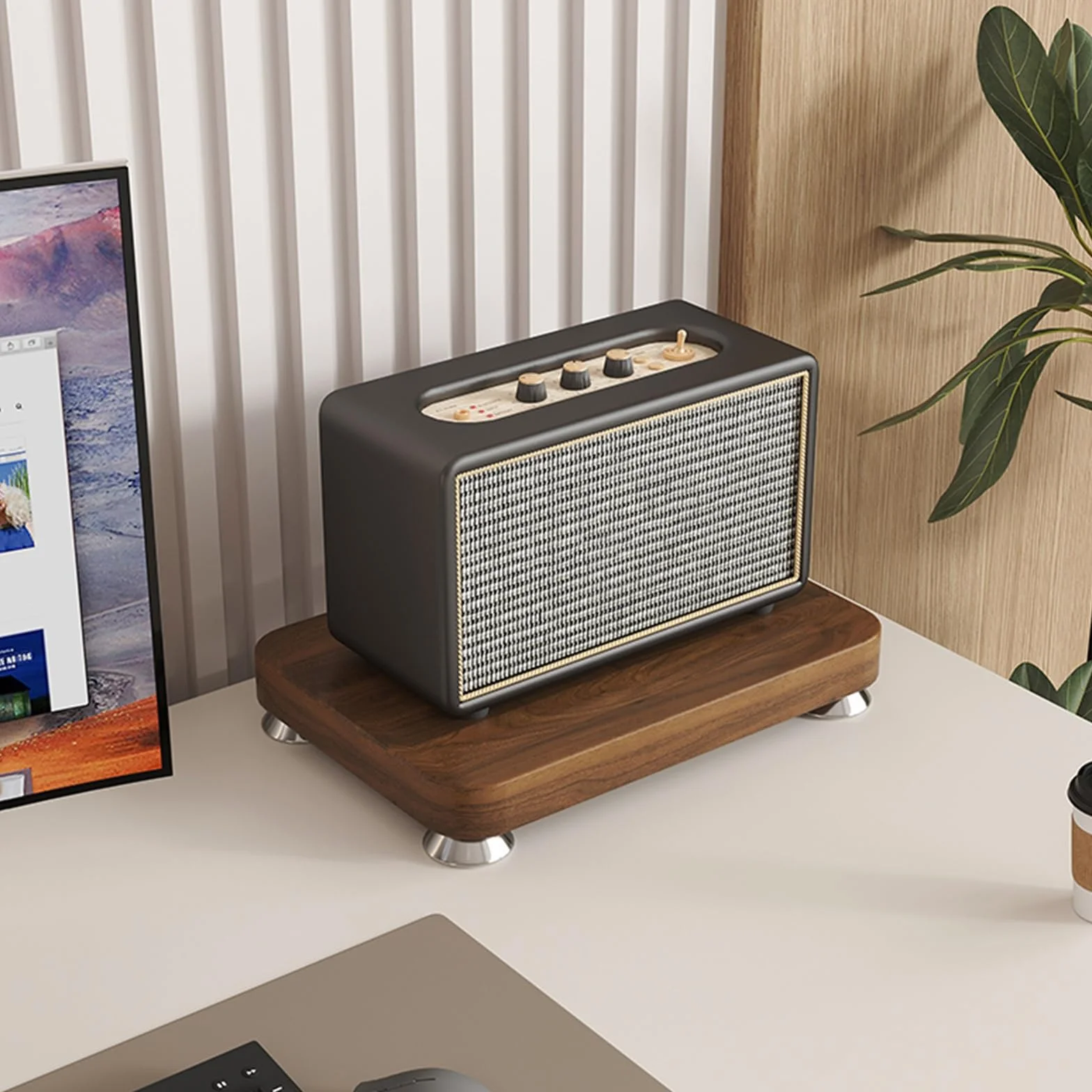Open E Network Rack pour IT & AV – Support en bois pour lecteur de disques AV pour salle de jeux et studio d'enregistrement 35 x 40 cm (marron) – Appareil de divertissement élégant